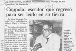 Coppola, escritor que regresó para ser leído en su tierra  [artículo].
