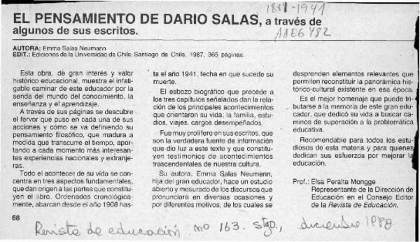El pensamiento de Dario Salas, a través de algunos de sus escritos