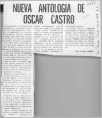 Nueva antología de Oscar Castro  [artículo] José Vargas Badilla.