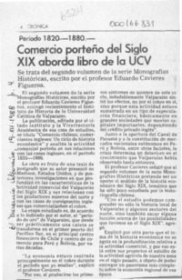 Comercio porteño del siglo XIX aborda libro de la UCV  [artículo].