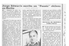 Jorge Edwards escribe un "Fausto" chileno en Berlín  [artículo] Walter Krohne.