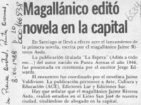 Magallánico editó novela en la capital  [artículo].