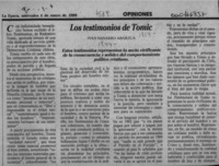 Los testimonios de Tomic  [artículo] Iván Navarro Abarzúa.