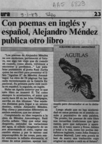 Con poemas en inglés y español, Alejandro Méndez publica otro libro  [artículo].