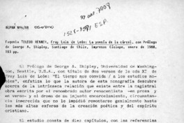 Eugenia Toledo Renner, "Fray Luis de León, la poesía de la cárcel"  [artículo] Lilian Rodríguez Sandoval.