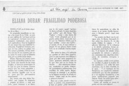 Eliana Durán, fragilidad poderosa  [artículo] Pedro Vega Gutiérrez.