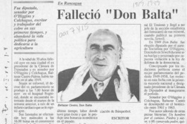 Falleció "Don Balta"  [artículo].