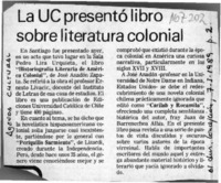 La UC presentó libro sobre literatura colonial  [artículo].