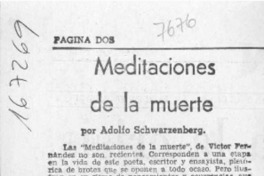 Meditaciones de la muerte  [artículo] Adolfo Schwarzenberg.