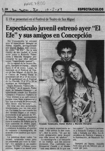 Espectáculo juvenil estrenó ayer "El Efe" y sus amigos en Concepción