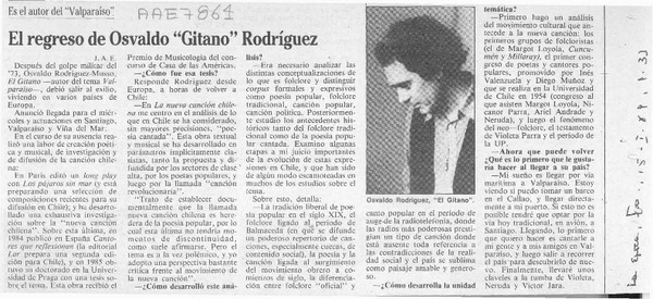 El regreso de Osvaldo "Gitano" Rodríguez