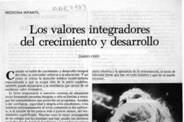 Los valores integradores del crecimiento y desarrollo  [artículo] Darío Oses.