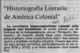 "Historiografía Literaria de América Colonial"