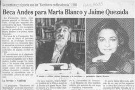 Beca Andes para Marta Blanco y Jaime Quezada  [artículo].