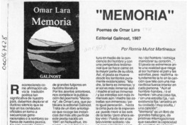 "Memoria"  [artículo] Ronnie Muñoz Martineaux.