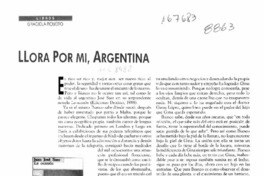 Llora por mi, Argentina  [artículo] Graciela Romero.