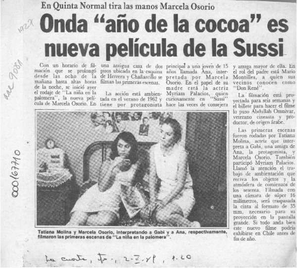 Onda "año de la cocoa" es nueva película de la Sussi  [artículo].