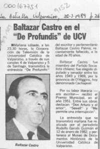 Baltazar Castro en el "De profundis" de UCV  [artículo].