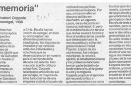 "El peso de la memoria"  [artículo] Ramón Díaz Eterovic.