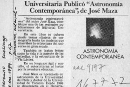 Universitaria publicó "Astronomía contemporánea", de José Maza  [artículo].