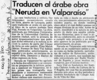 Traducen al árabe obra "Neruda en Valparaíso"  [artículo].