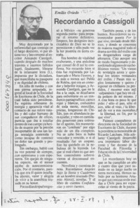 Recordando a Cassígoli  [artículo] Emilio Oviedo.