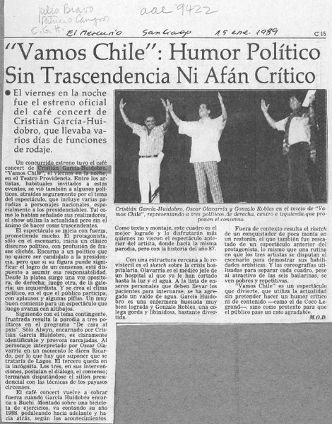 Vamos Chile humor político sin trascendencia ni afán crítico