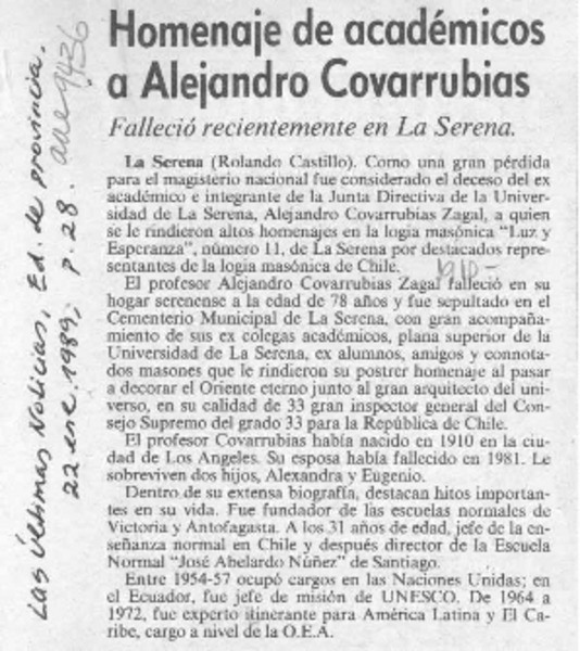Homenaje de académicos a Alejandro Covarrubias