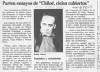 Parten ensayos de "Chiloé, cielos cubiertos"  [artículo].