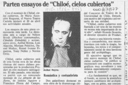 Parten ensayos de "Chiloé, cielos cubiertos"  [artículo].