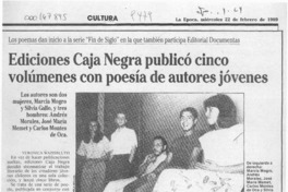 Ediciones Caja Negra publicó cinco volúmenes con poesía de autores jóvenes
