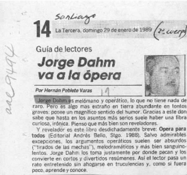 Jorge Dahm va a la ópera
