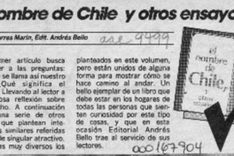 El Nombre de Chile y otros ensayos  [artículo].