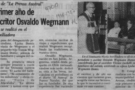Se recordó primer año de muerte de escritor Osvaldo Wegmann  [artículo].