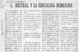 G. Mistral y la educación femenina  [artículo].
