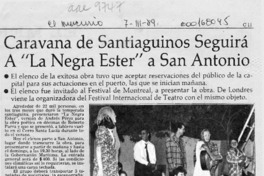 Caravana de santiaguinos seguirá a "La negra Ester" a San Antonio  [artículo].