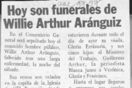 Hoy son funerales de Willie Arthur Aránguiz