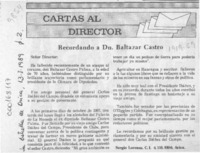 Recordando a Dn. Baltazar Castro  [artículo] Sergio Lorenzo.