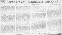 Un aspecto de Gabriela Mistral  [artículo] Jorge Jobet.
