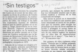 "Sin testigos"  [artículo] Alberto Arraño Acevedo.