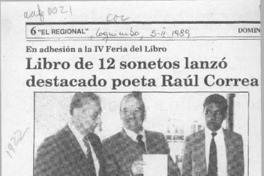 Libro de 12 sonetos lanzó destacado poeta Raúl Correa