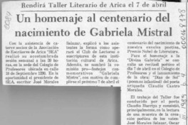 Un Homenaje al centenario del nacimiento de Gabriela Mistral  [artículo].
