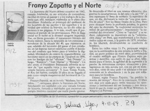 Franyo Zapatta y el Norte