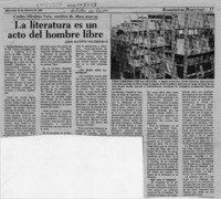 La literatura es un acto del hombre libre  [artículo] Juan Alcapio Valenzuela.
