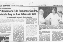 "Aniversario", de Fernando Cuadra, debuta hoy en Las Tablas de Viña  [artículo].