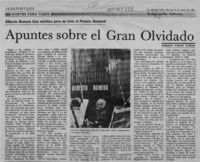 Apuntes sobre el gran olvidado  [artículo] Rodolfo Garcés Guzmán.