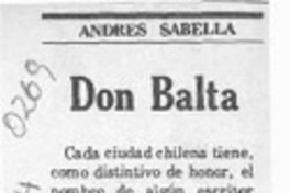 Don Balta  [artículo] Andrés Sabella.