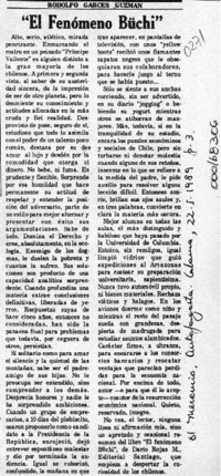 "El fenómeno Büchi"  [artículo] Rodolfo Garcés Guzmán.