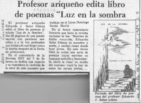 Profesor ariqueño edita libro de poemas "Luz en la sombra"