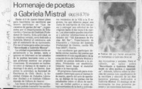 Homenaje de poetas a Gabriela Mistral  [artículo].